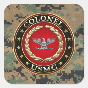 Amerikaanse mariniers: Kolonel (USMC Col) [3D] Vierkante Sticker