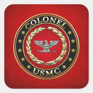 Amerikaanse mariniers: Kolonel (USMC Col) [3D] Vierkante Sticker