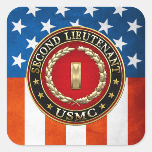 Amerikaanse mariniers: Tweede Luitenant (USMC 2ndL Vierkante Sticker