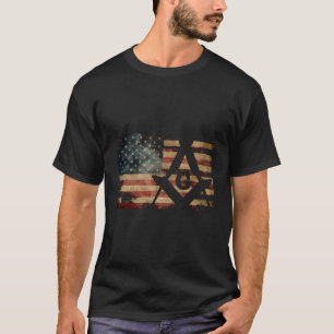  Amerikaanse Mason Flag Square & Compass vrijmetse T-shirt