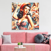Amerikaanse Meisje Pin-Up Collage Canvas Afdruk (Insitu (Woonkamer))