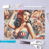 Amerikaanse Meisje Pin-Up Collage Tissuepapier (Craft)
