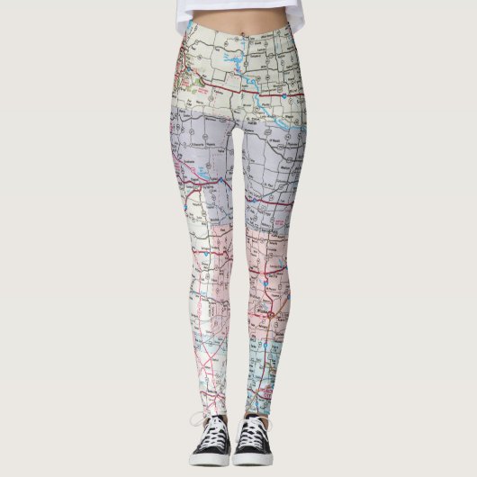 Amerikaanse middenwestkaart leggings (Voorkant)