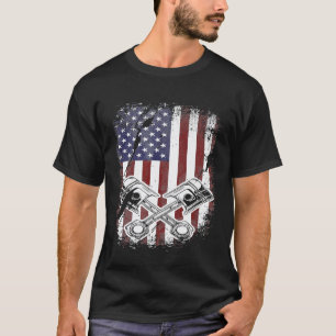 Amerikaanse monteur Patriot versleten Grunge Vlag T-shirt