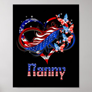 Amerikaanse nanny hart vlinders patriottisch 4e va poster