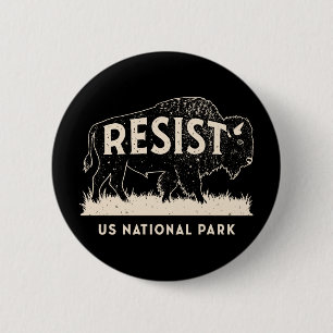 Amerikaanse National Park Resist Service Bison Buf Ronde Button 5,7 Cm