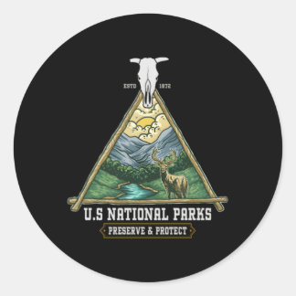 Amerikaanse nationale parken beschermen en bescher ronde sticker