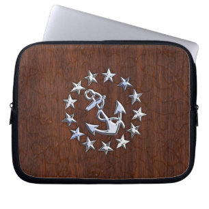 Amerikaanse nautische jachtvlag anker sterren deco laptop sleeve