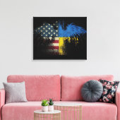 Amerikaanse Oekraïense vlaggen Canvas Afdruk (Insitu (Woonkamer))