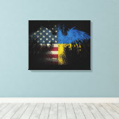 Amerikaanse Oekraïense vlaggen Canvas Afdruk (Insitu (Houten vloer))