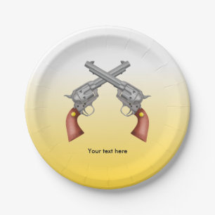 Amerikaanse Old West Revolvers gekruist  Papieren Bordje