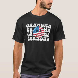 Amerikaanse oma Retro Groovy 4th of July Smile Fa T-shirt