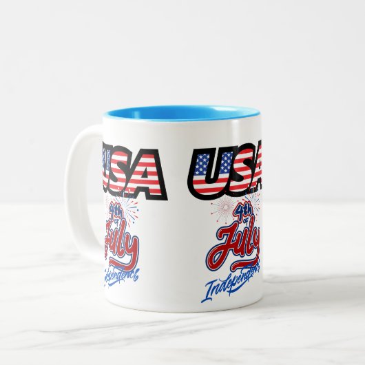 Amerikaanse Onafhankelijkheidsdag Keramische Mok (Voorkant links)