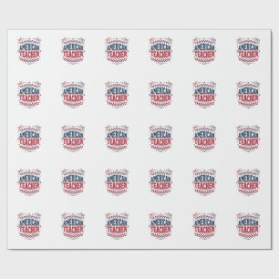 Amerikaanse Onderwijzer Patriottisch Vintage T-Shi Cadeaupapier