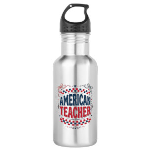 Amerikaanse Onderwijzer Patriottisch Vintage T-Shi Waterfles