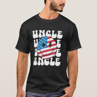 Amerikaanse Oom Retro Groovy 4 juli Lachend Gezich T-shirt