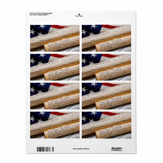 Amerikaanse oprichtingsdocumenten etiket (Full Sheet)