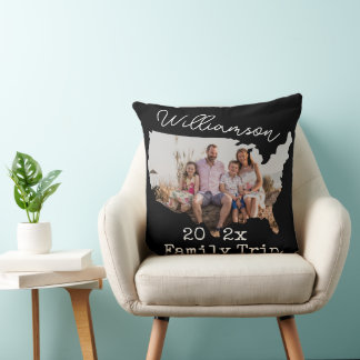 Amerikaanse Outline Vacation Black Souvenir Family Kussen
