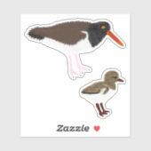 Amerikaanse Oystercatcher met Chick Sticker (Vel)