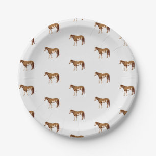 Amerikaanse Paint Horse Equitatie Aquarel Papieren Bordje