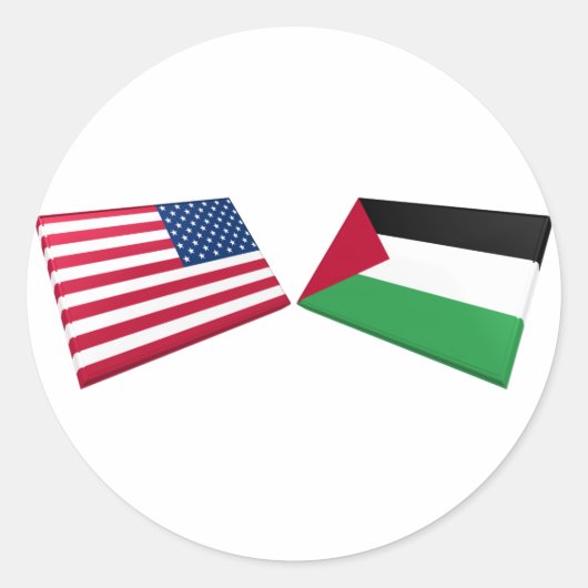 Amerikaanse & Palestijnse vlaggen Ronde Sticker (Voorkant)