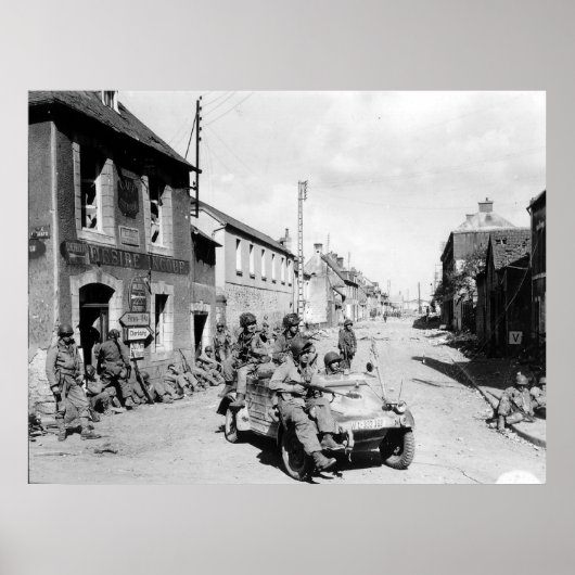 Amerikaanse paratroopers in Carentan Frankrijk Twe Poster (Voorkant)