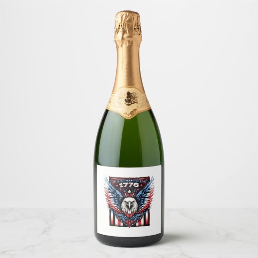Amerikaanse Patriot 1776 Eagle Design Collecties Sparkling Wijnetiket (Voorkant)