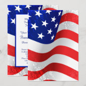 Amerikaanse patriot Vlag juli 4e Uitnodigingen (Voorkant / Achterkant)