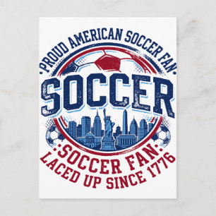 Amerikaanse Patriotische Voetbalfan Skyline Silhou Briefkaart