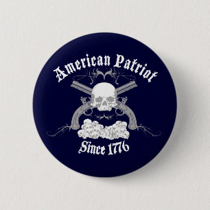 Amerikaanse patriotschedel 1776 ronde button 5,7 cm