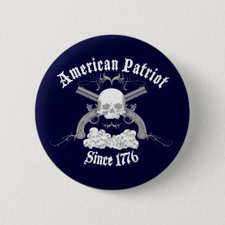 Amerikaanse patriotschedel 1776 ronde button 5,7 cm