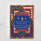 Amerikaanse patriottische deco-kerstuitnodiging kaart (Voorkant)