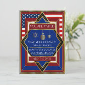 Amerikaanse patriottische deco-kerstuitnodiging kaart (Staand voorkant)