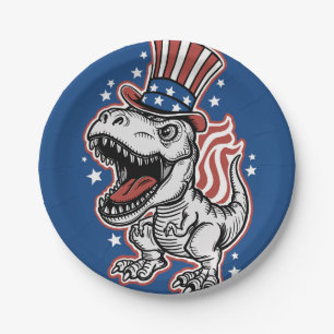 Amerikaanse patriottische dinosaurus papieren bordje