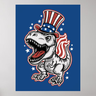 Amerikaanse patriottische dinosaurus poster