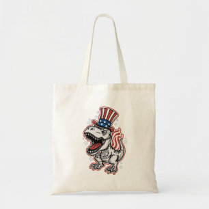 Amerikaanse patriottische dinosaurus tote bag