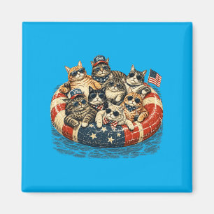 Amerikaanse patriottische katten zwembad float vie magneet