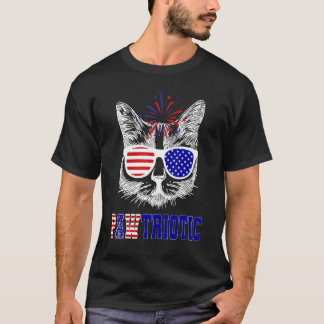 Amerikaanse Patriottische Kattenbril Amerikaanse V T-shirt