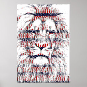 Amerikaanse Patriottische leo Lion sterren strippe Poster