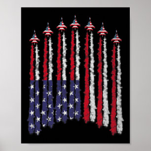Amerikaanse Patriottische straaljagers VS Vlag Wav Poster