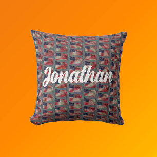 Amerikaanse Patriottische Vlag Kunst Jouw naam Wit Kussen