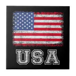 Amerikaanse patriottische vlag voor Kinder mannenj Tegeltje