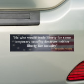 Amerikaanse patriotvlag met Benjamin Franklin cite Bumpersticker (Op auto)