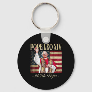 Amerikaanse Paus Leo XIV 267e Amerikaanse Vlag Kat Sleutelhanger