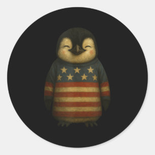  Amerikaanse pinguïnvlag viert 4 juli Ronde Sticker