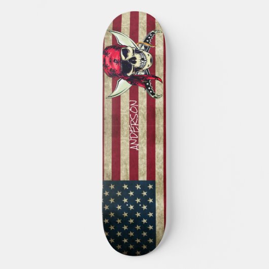 Amerikaanse piraat met patch skateboard (Voorkant)