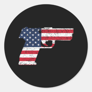 Amerikaanse pistool Amerikaanse Pistool vlag 4 jul Ronde Sticker