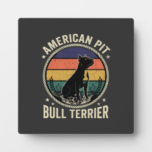 Amerikaanse Pit Bull Terrier Hond Vintage Zonsonde Fotoplaat