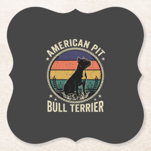 Amerikaanse Pit Bull Terrier Hond Vintage Zonsonde Kartonnen Onderzetters