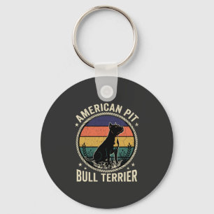 Amerikaanse Pit Bull Terrier Hond Vintage Zonsonde Sleutelhanger